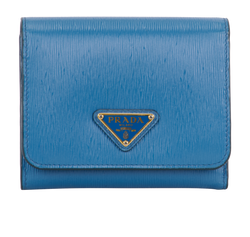 Prada Compact Wallet, Saffiano Leather, Blue, MIT, B, 2*